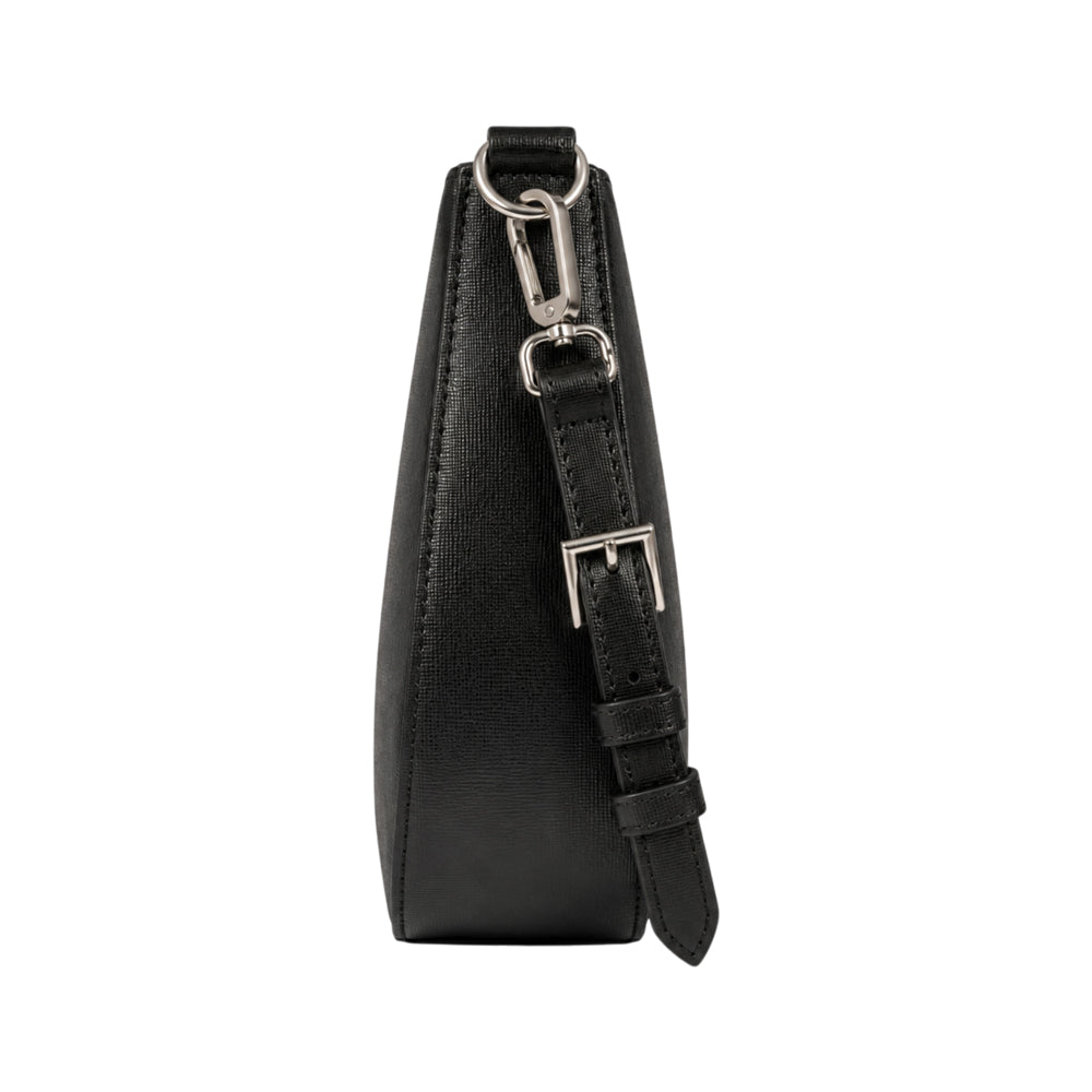 RB1036A | Borsa Hobo da Donna LARA in Vera Pelle Saffiano Made in Italy. Colore Nero