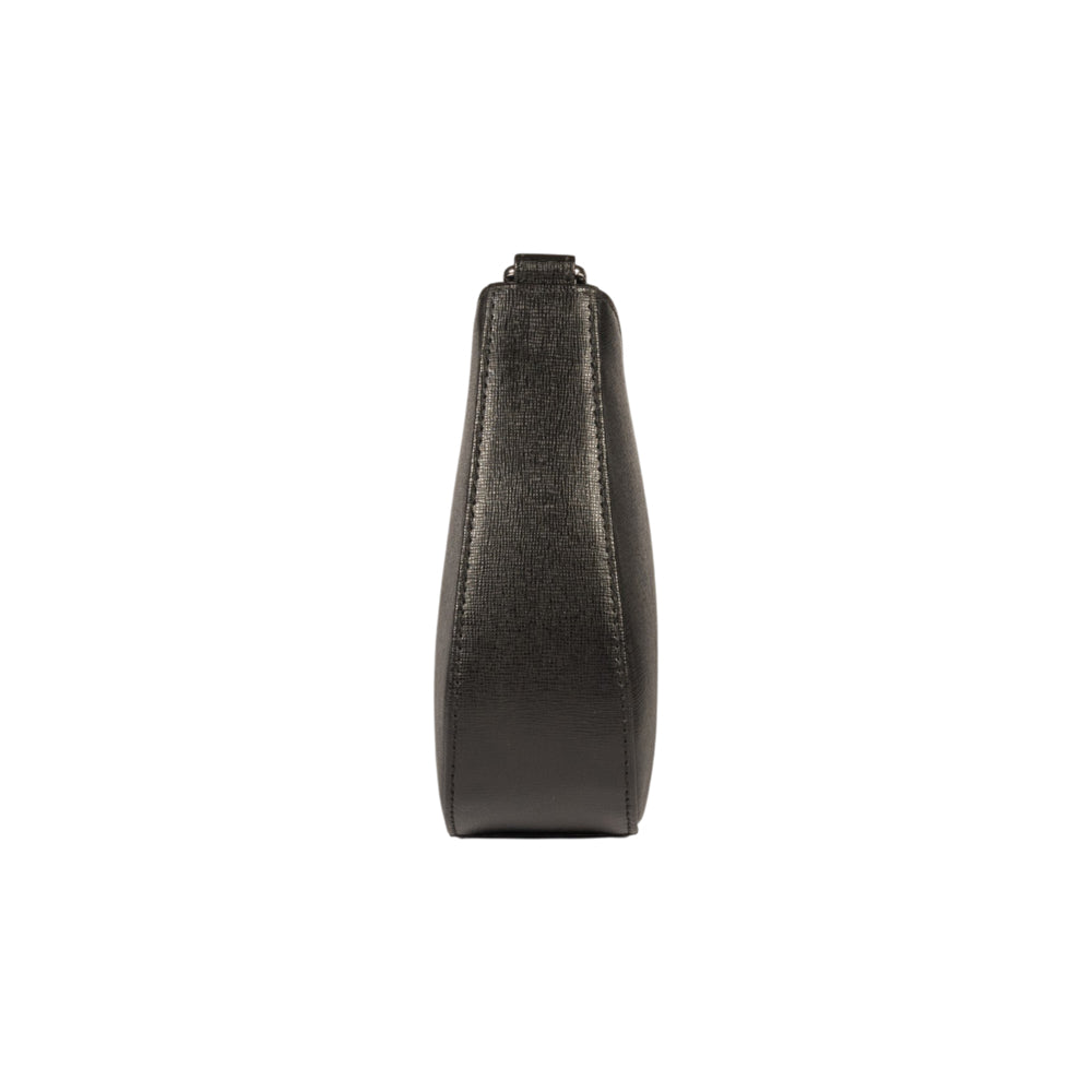 RB1036A | Borsa Hobo da Donna LARA in Vera Pelle Saffiano Made in Italy. Colore Nero