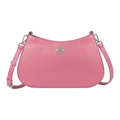 RB1036BS | Borsa Hobo da Donna LARA in Vera Pelle Saffiano Made in Italy. Colore Peonia