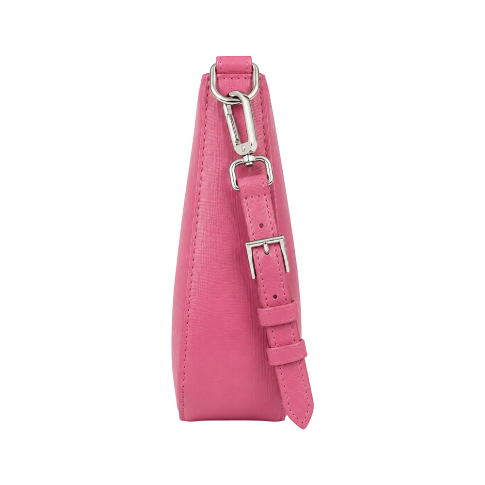 RB1036BS | Borsa Hobo da Donna LARA in Vera Pelle Saffiano Made in Italy. Colore Peonia