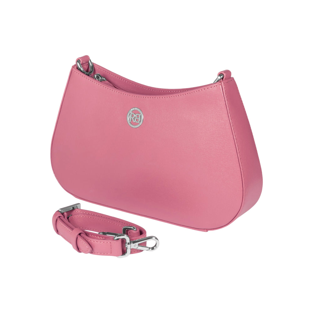 RB1036BS | Borsa Hobo da Donna LARA in Vera Pelle Saffiano Made in Italy. Colore Peonia