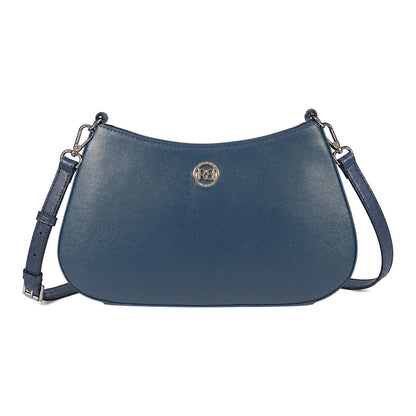 RB1036D | Borsa Hobo da Donna LARA in Vera Pelle Saffiano Made in Italy. Colore Blu