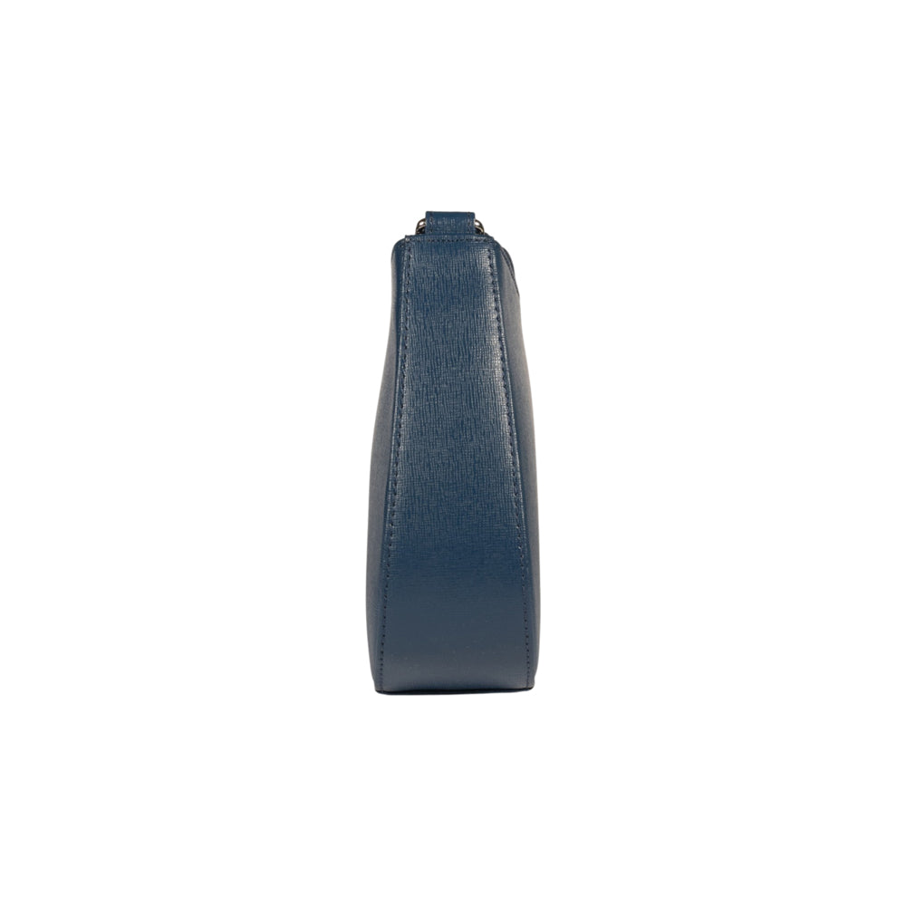 RB1036D | Borsa Hobo da Donna LARA in Vera Pelle Saffiano Made in Italy. Colore Blu