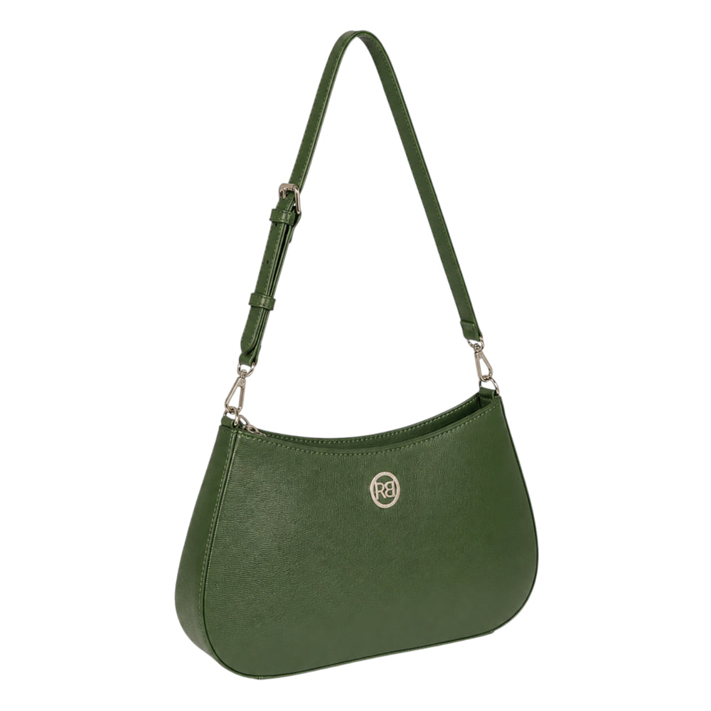 RB1036E | Borsa Hobo da Donna LARA in Vera Pelle Saffiano Made in Italy. Colore Verde