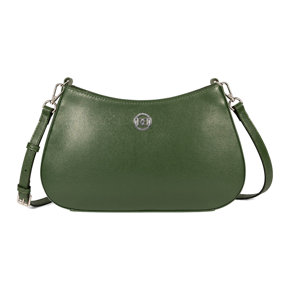 RB1036E | Borsa Hobo da Donna LARA in Vera Pelle Saffiano Made in Italy. Colore Verde