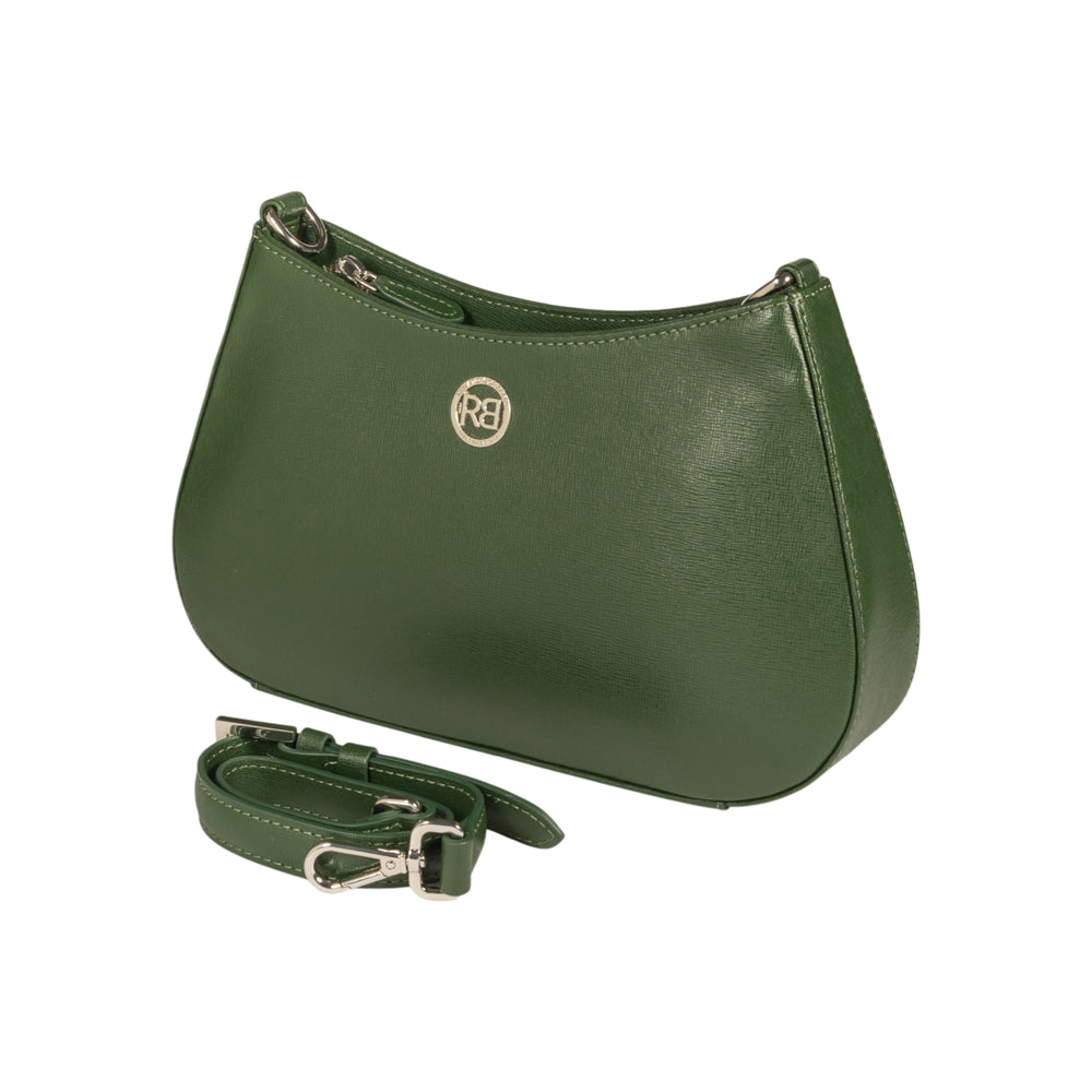 RB1036E | Borsa Hobo da Donna LARA in Vera Pelle Saffiano Made in Italy. Colore Verde