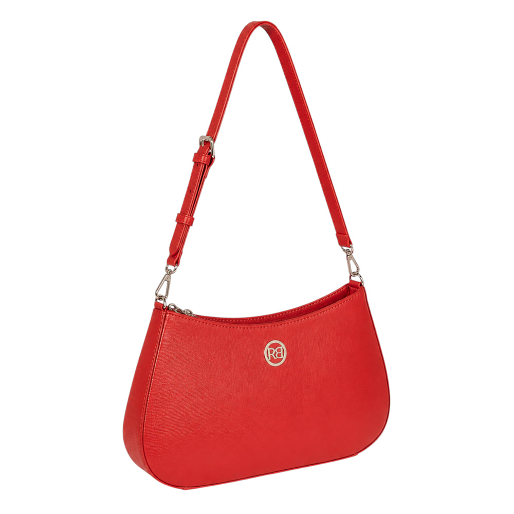 RB1036V | Borsa Hobo da Donna LARA in Vera Pelle Saffiano Made in Italy. Colore Rosso