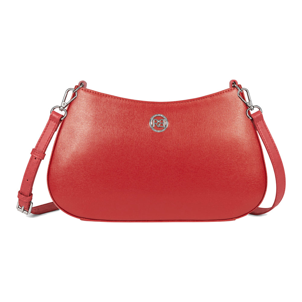 RB1036V | Borsa Hobo da Donna LARA in Vera Pelle Saffiano Made in Italy. Colore Rosso