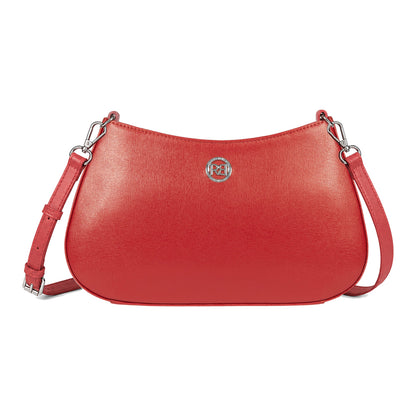 RB1036V | Borsa Hobo da Donna LARA in Vera Pelle Saffiano Made in Italy. Colore Rosso