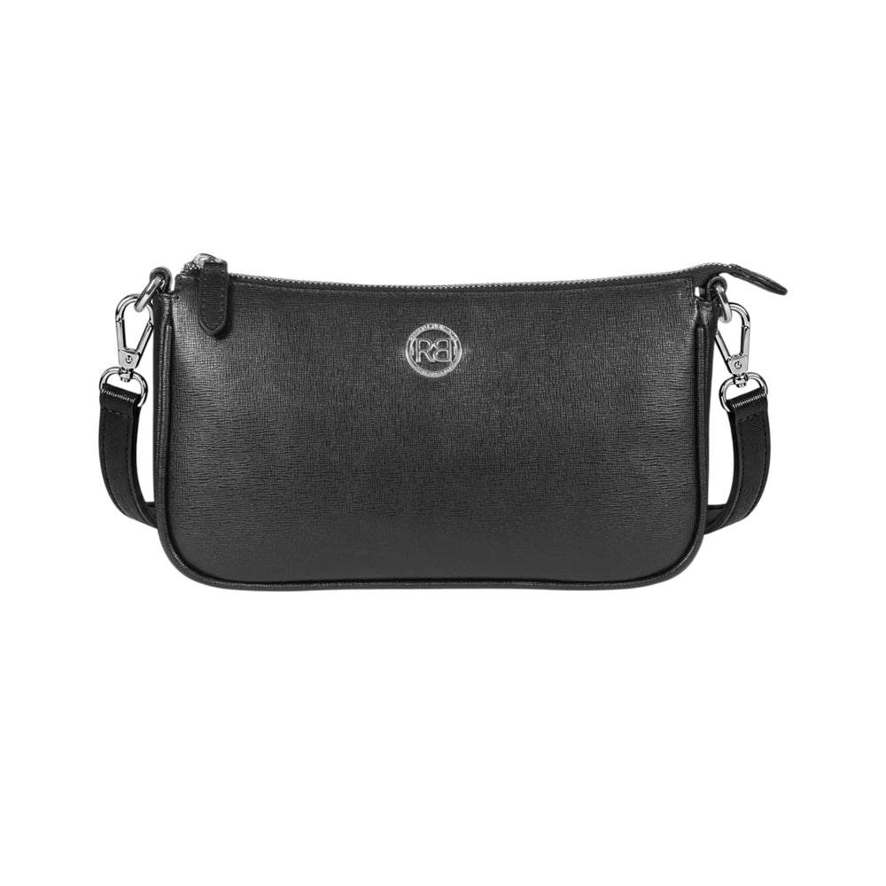 RB1037A | Borsetta a Tracolla da Donna GRETA in Vera Pelle Saffiano Made in Italy. Colore Nero