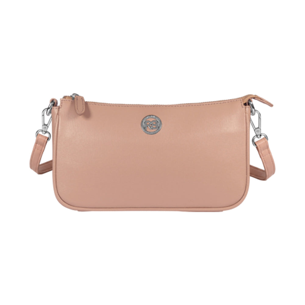 RB1037AU | Borsetta a Tracolla da Donna GRETA in Vera Pelle Saffiano Made in Italy. Colore Cipria