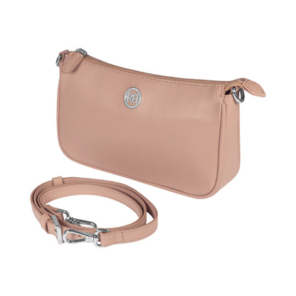 RB1037AU | Borsetta a Tracolla da Donna GRETA in Vera Pelle Saffiano Made in Italy. Colore Cipria