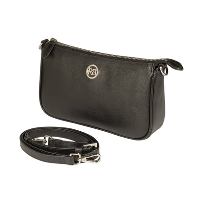 RB1037A | Borsetta a Tracolla da Donna GRETA in Vera Pelle Saffiano Made in Italy. Colore Nero