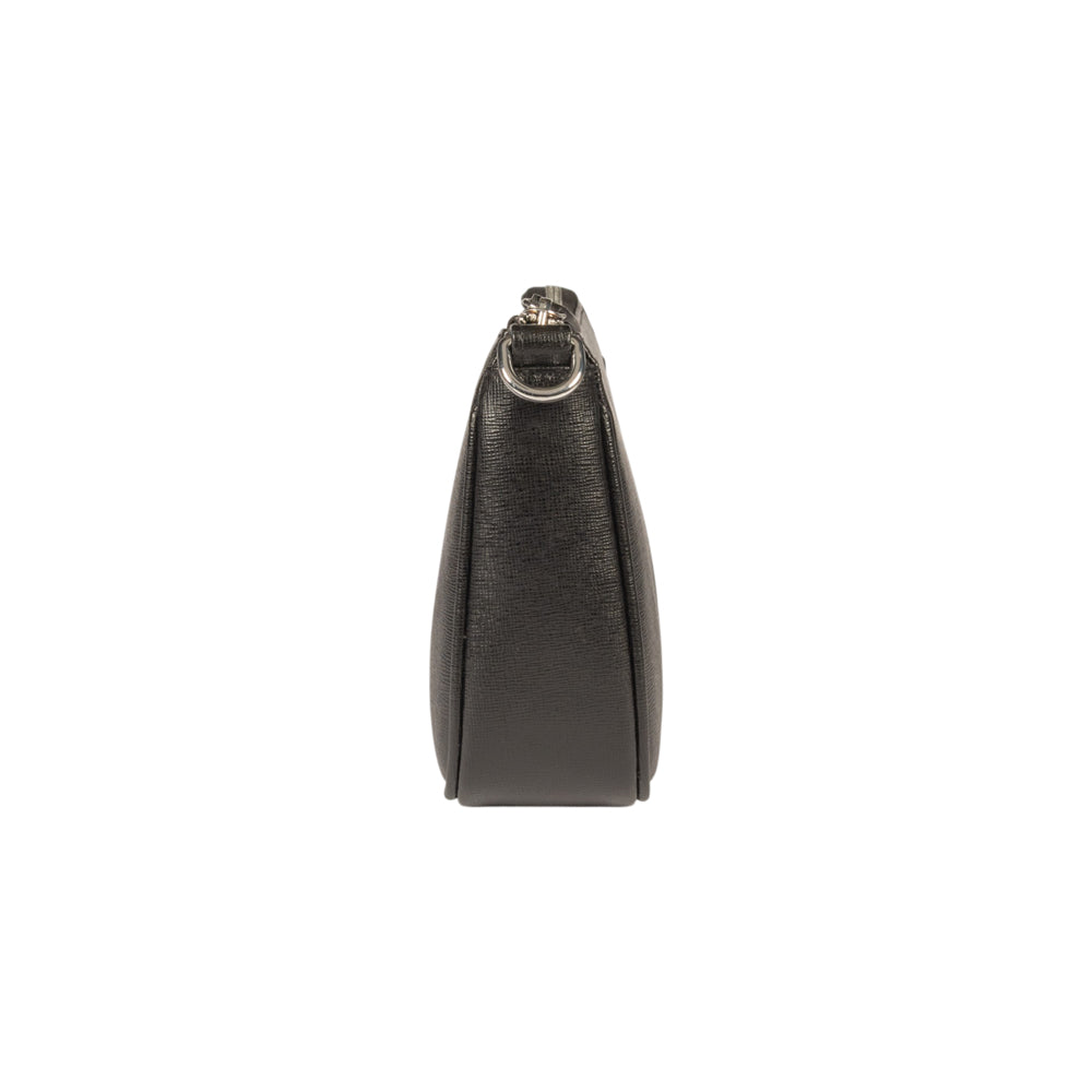 RB1037A | Borsetta a Tracolla da Donna GRETA in Vera Pelle Saffiano Made in Italy. Colore Nero