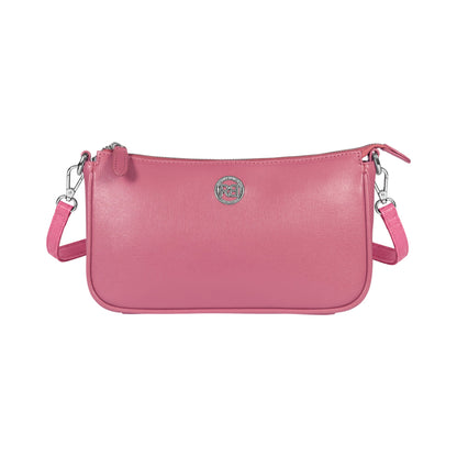 RB1037BS | Borsetta a Tracolla da Donna GRETA in Vera Pelle Saffiano Made in Italy. Colore Peonia
