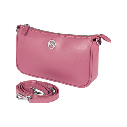 RB1037BS | Borsetta a Tracolla da Donna GRETA in Vera Pelle Saffiano Made in Italy. Colore Peonia