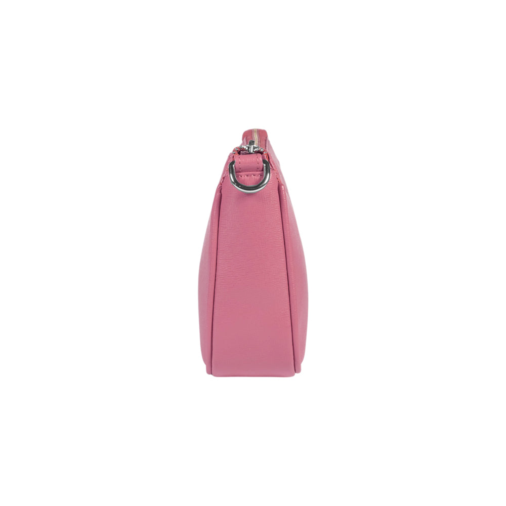RB1037BS | Borsetta a Tracolla da Donna GRETA in Vera Pelle Saffiano Made in Italy. Colore Peonia