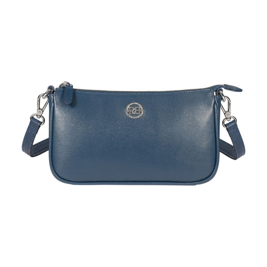 RB1037D | Borsetta a Tracolla da Donna GRETA in Vera Pelle Saffiano Made in Italy. Colore Blu