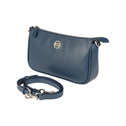 RB1037D | Borsetta a Tracolla da Donna GRETA in Vera Pelle Saffiano Made in Italy. Colore Blu