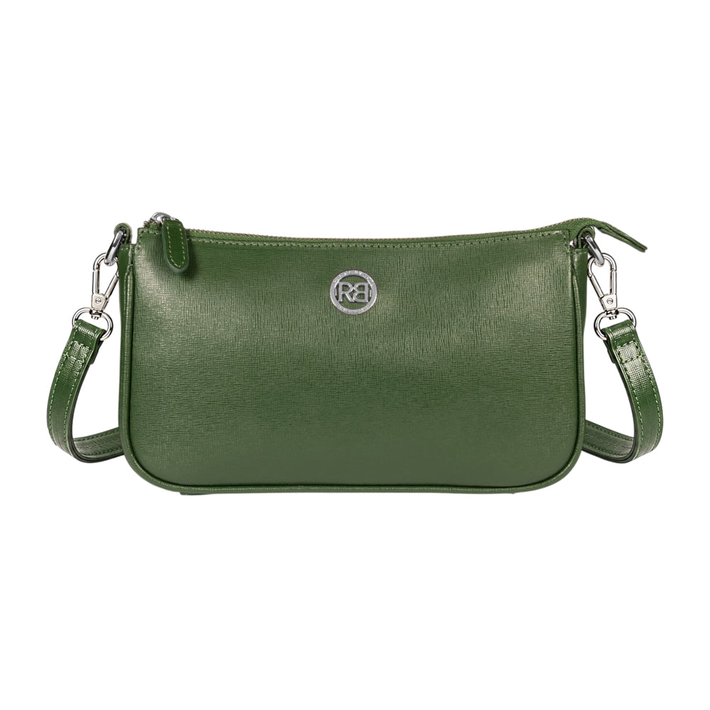 RB1037E | Borsetta a Tracolla da Donna GRETA in Vera Pelle Saffiano Made in Italy. Colore Verde