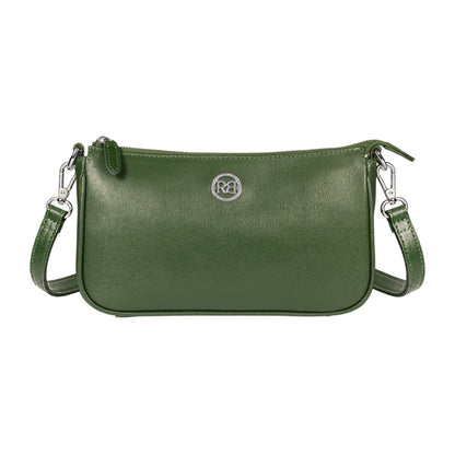 RB1037E | Borsetta a Tracolla da Donna GRETA in Vera Pelle Saffiano Made in Italy. Colore Verde