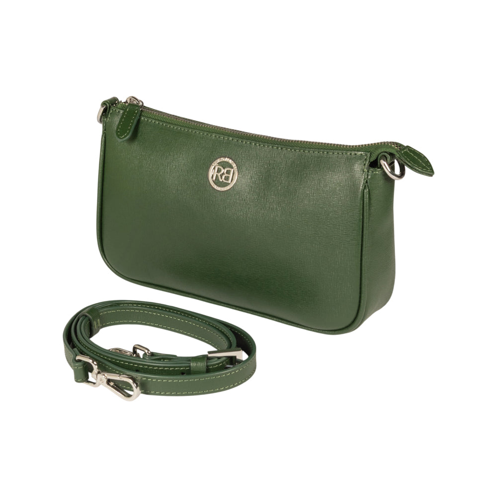 RB1037E | Borsetta a Tracolla da Donna GRETA in Vera Pelle Saffiano Made in Italy. Colore Verde