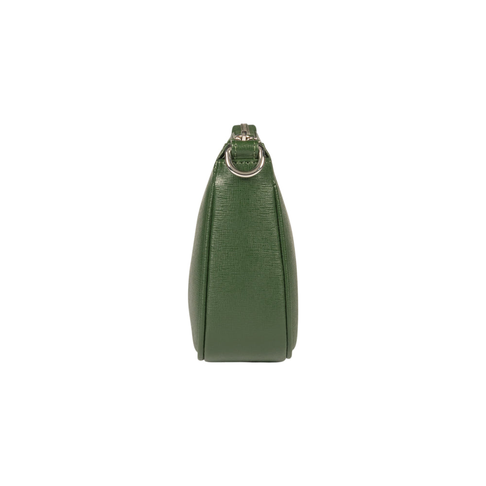 RB1037E | Borsetta a Tracolla da Donna GRETA in Vera Pelle Saffiano Made in Italy. Colore Verde