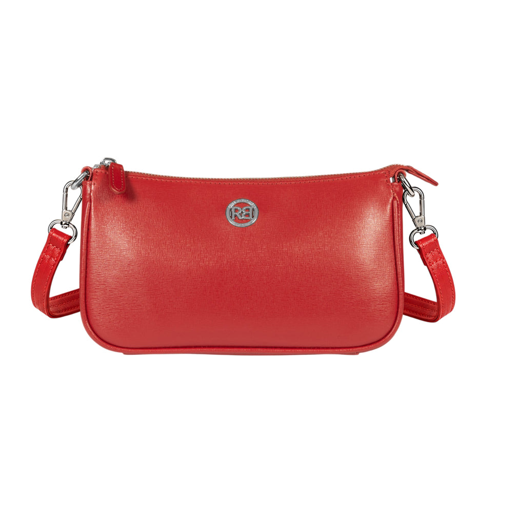 RB1037V | Borsetta a Tracolla da Donna GRETA in Vera Pelle Saffiano Made in Italy. Colore Rosso