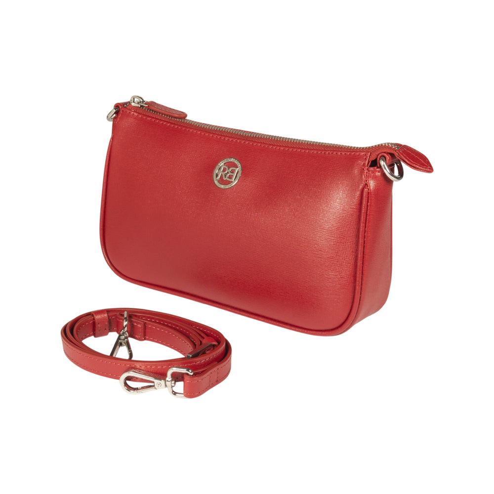 RB1037V | Borsetta a Tracolla da Donna GRETA in Vera Pelle Saffiano Made in Italy. Colore Rosso