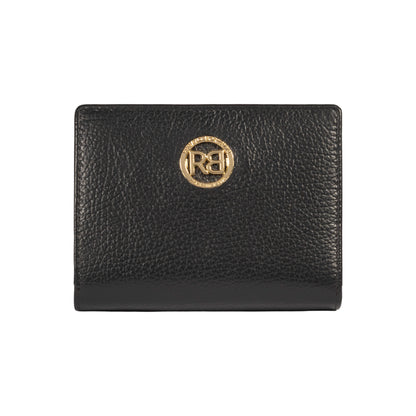 RB1080GA | Portafogli Donna Made in Italy in Vera Pelle grana Dollaro. Colore Nero. Dimensioni (da chiuso): cm 13 x 9 x 2,5