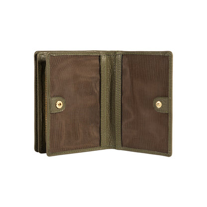 RB1080GAG | Portafogli Donna Made in Italy in Vera Pelle grana Dollaro. Colore Verde Oliva. Dimensioni (da chiuso): cm 13 x 9 x 2,5