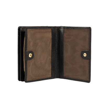 RB1080GA | Portafogli Donna Made in Italy in Vera Pelle grana Dollaro. Colore Nero. Dimensioni (da chiuso): cm 13 x 9 x 2,5