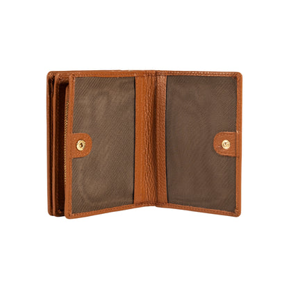 RB1080GS | Portafogli Donna Made in Italy in Vera Pelle grana Dollaro. Colore Cognac. Dimensioni (da chiuso): cm 13 x 9 x 2,5