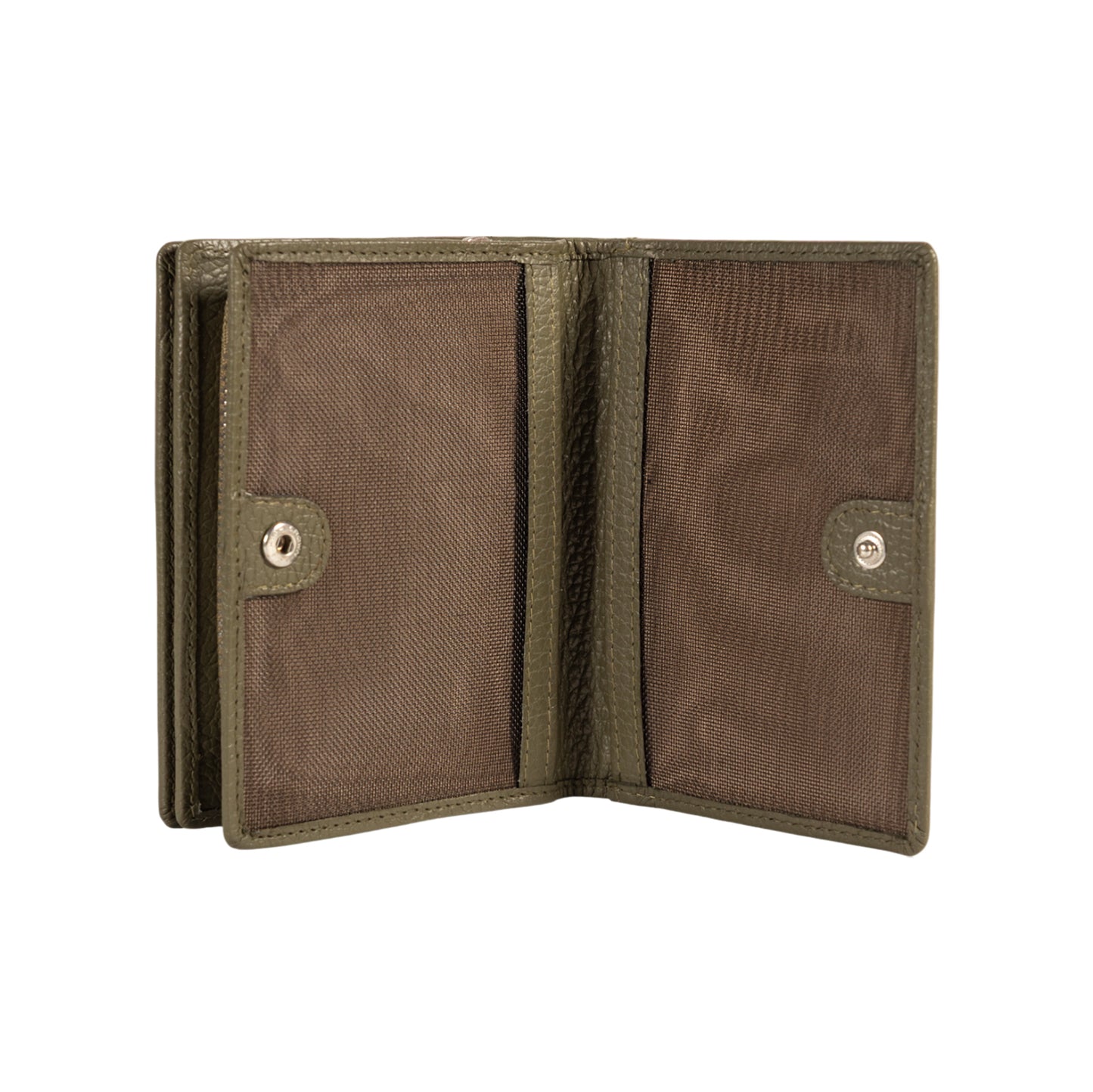 RB1080SAG | Portafogli Donna Made in Italy in Vera Pelle grana Dollaro. Colore Verde Oliva. Dimensioni (da chiuso): cm 13 x 9 x 2,5