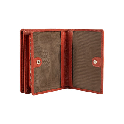RB1080SAM | Portafogli Donna Made in Italy in Vera Pelle grana Dollaro. Colore Paprika. Dimensioni (da chiuso): cm 13 x 9 x 2,5