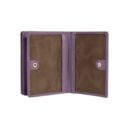 RB1080SY | Portafogli Donna Made in Italy in Vera Pelle grana Dollaro. Colore Viola. Dimensioni (da chiuso): cm 13 x 9 x 2,5