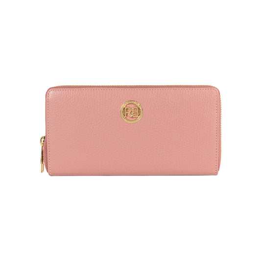 RB1081GAZ | Portafogli Donna con chiusura lampo Made in Italy in Vera Pelle grana Dollaro. Colore Rosa Antico. Dimensioni: cm 20 x 10 x 2,5