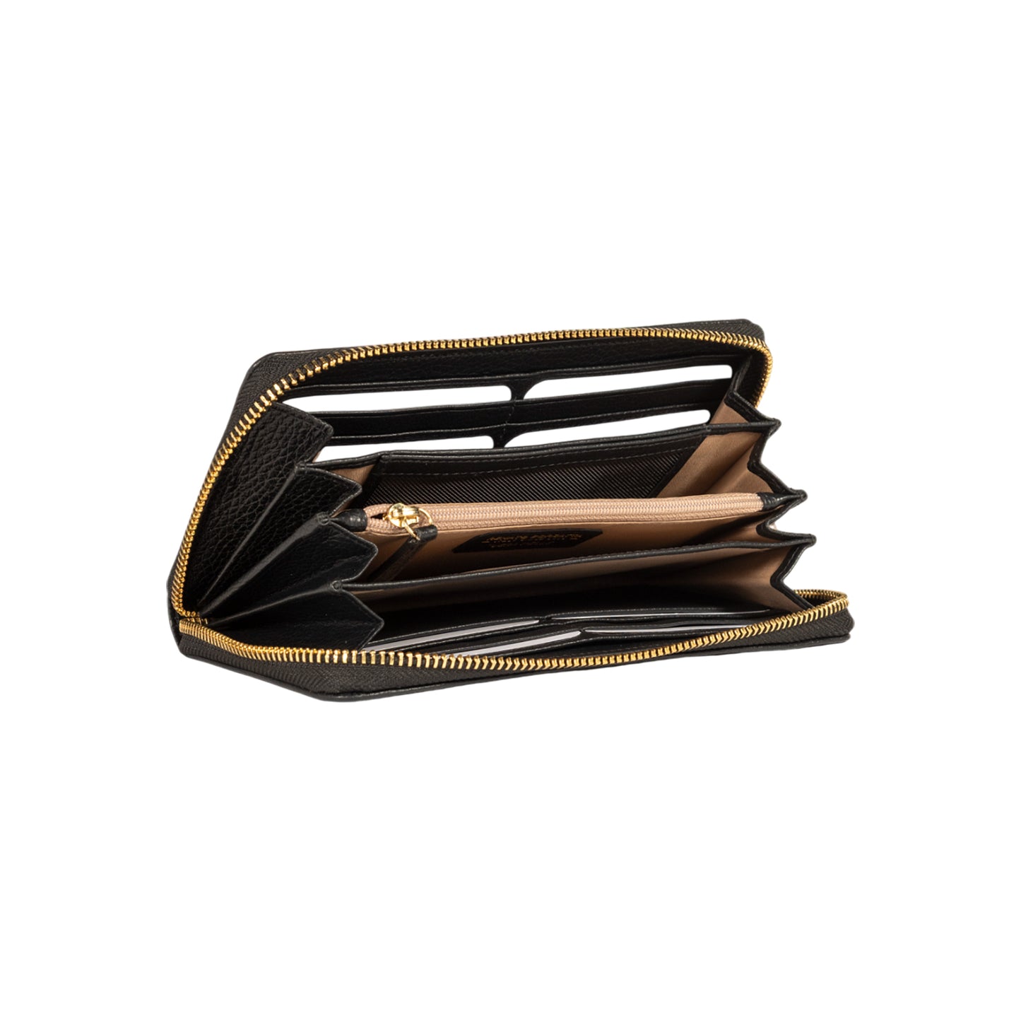 RB1081GA | Portafogli Donna con chiusura lampo Made in Italy in Vera Pelle grana Dollaro. Colore Nero. Dimensioni: cm 20 x 10 x 2,5