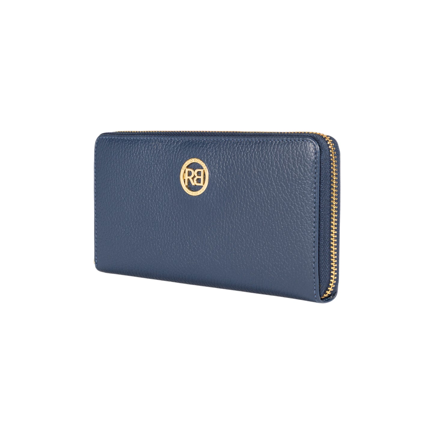 RB1081GD | Portafogli Donna con chiusura lampo Made in Italy in Vera Pelle grana Dollaro. Colore Blu. Dimensioni: cm 20 x 10 x 2,5