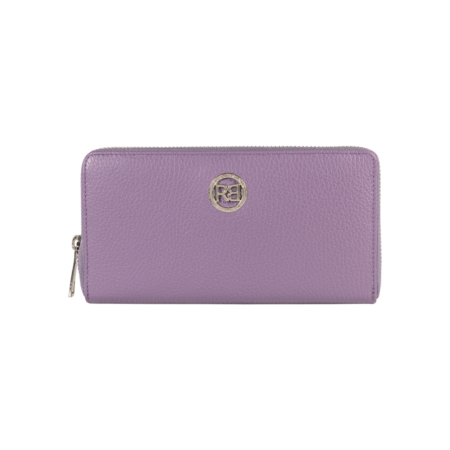 RB1081SY | Portafogli Donna con chiusura lampo Made in Italy in Vera Pelle grana Dollaro. Colore Viola. Dimensioni: cm 20 x 10 x 2,5