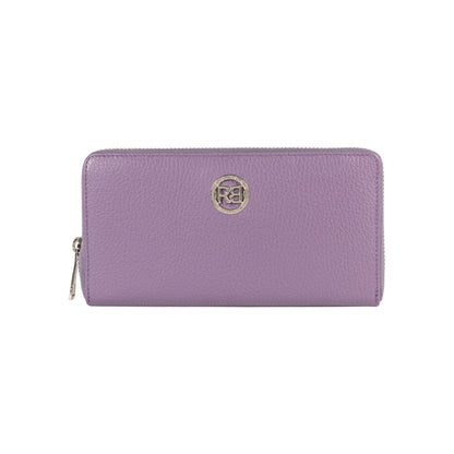 RB1081SY | Portafogli Donna con chiusura lampo Made in Italy in Vera Pelle grana Dollaro. Colore Viola. Dimensioni: cm 20 x 10 x 2,5