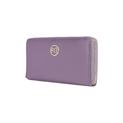 RB1081SY | Portafogli Donna con chiusura lampo Made in Italy in Vera Pelle grana Dollaro. Colore Viola. Dimensioni: cm 20 x 10 x 2,5