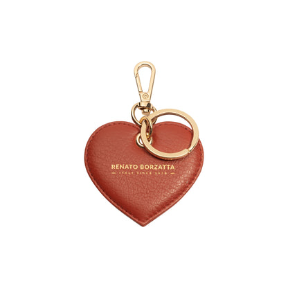 RB1082GAM | Portachiavi Heart Charm Made in Italy in Vera Pelle grana Dollaro. Colore Paprika