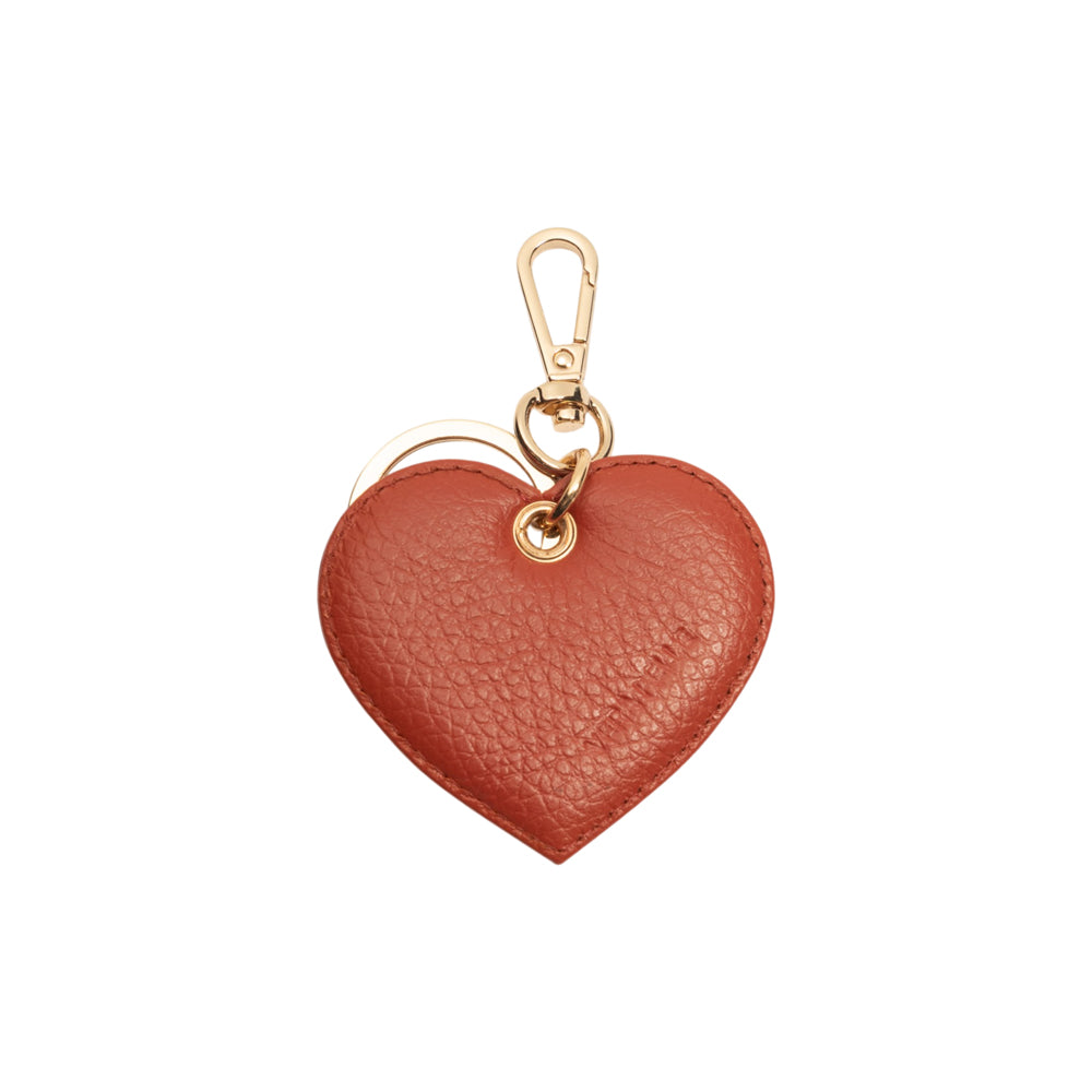 RB1082GAM | Portachiavi Heart Charm Made in Italy in Vera Pelle grana Dollaro. Colore Paprika