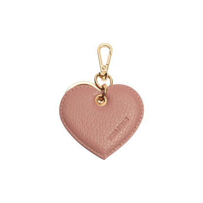 RB1082GAZ | Portachiavi Heart Charm Made in Italy in Vera Pelle grana Dollaro. Colore Rosa Antico