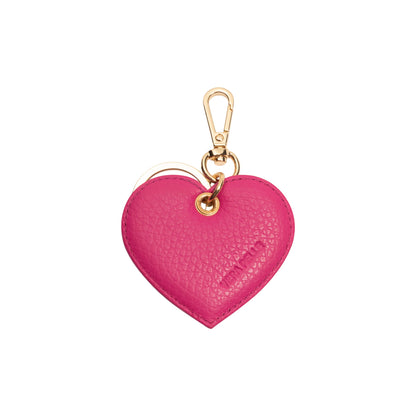 RB1082GBE | Portachiavi Heart Charm Made in Italy in Vera Pelle grana Dollaro. Colore Fuxia