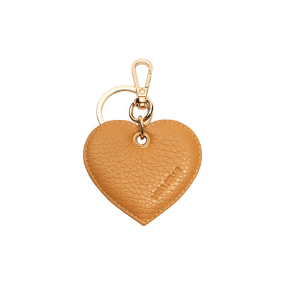 RB1082GCQ | Portachiavi Heart Charm Made in Italy in Vera Pelle grana Dollaro. Colore Cuoio
