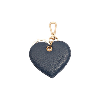 RB1082GD | Portachiavi Heart Charm Made in Italy in Vera Pelle grana Dollaro. Colore Blu