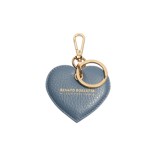 RB1082GP | Portachiavi Heart Charm Made in Italy in Vera Pelle grana Dollaro. Colore Avio