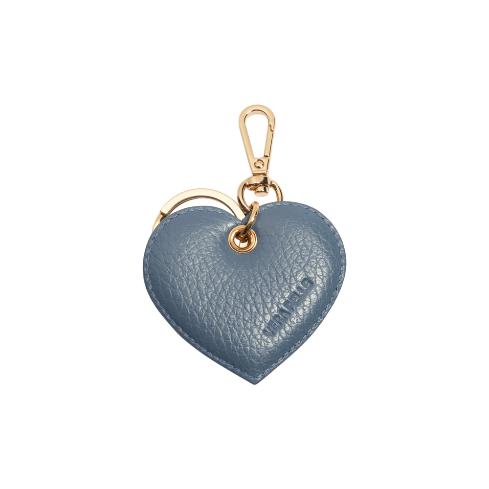 RB1082GP | Portachiavi Heart Charm Made in Italy in Vera Pelle grana Dollaro. Colore Avio